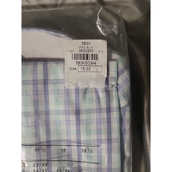 michael kors regular fit 15 32/33 m shirt pool blue plaid NEW performance wickin - Picture 8 of 9